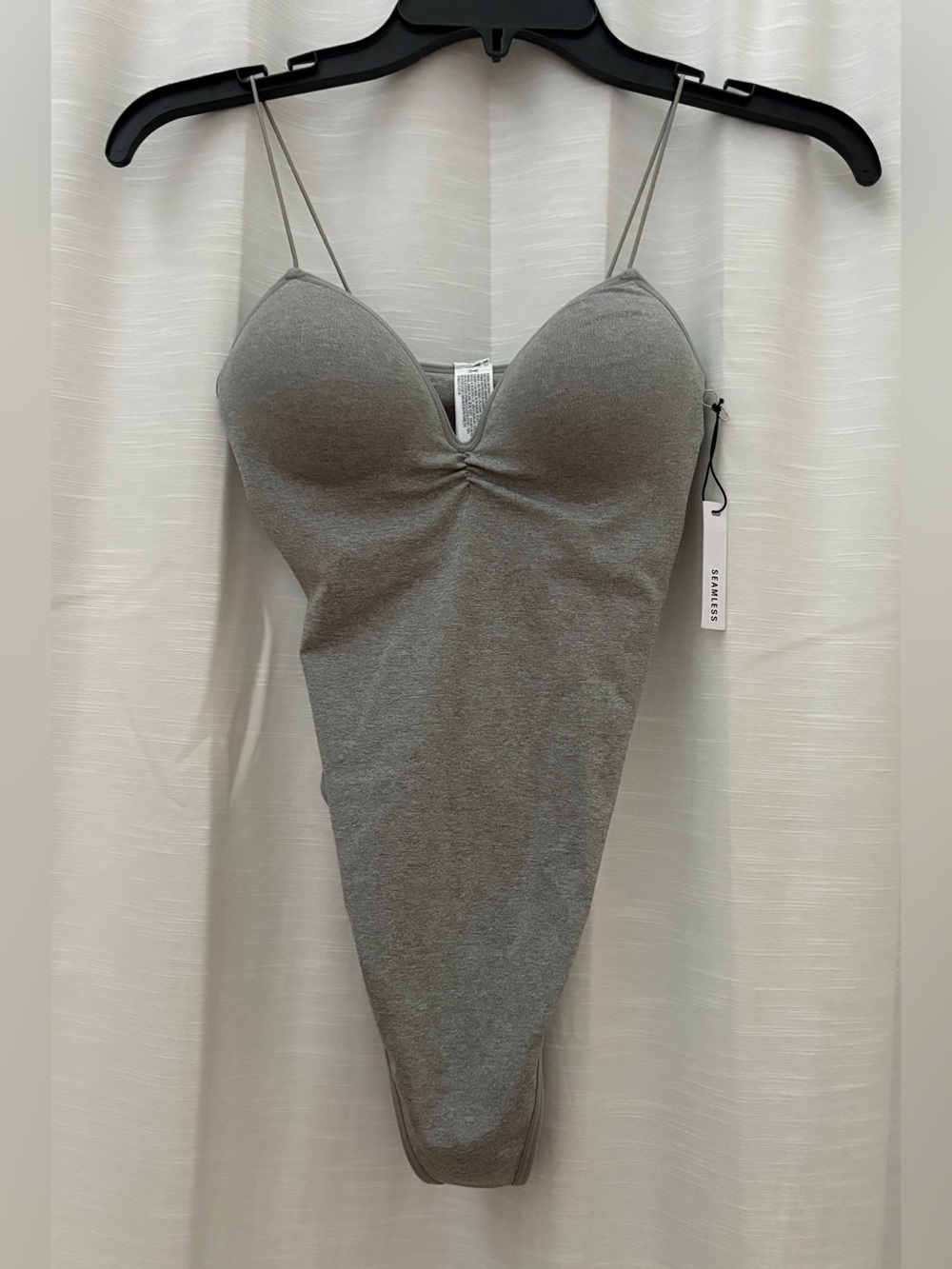 Forever 21 Light Gray Seamless Spaghetti Strap Bodysuit